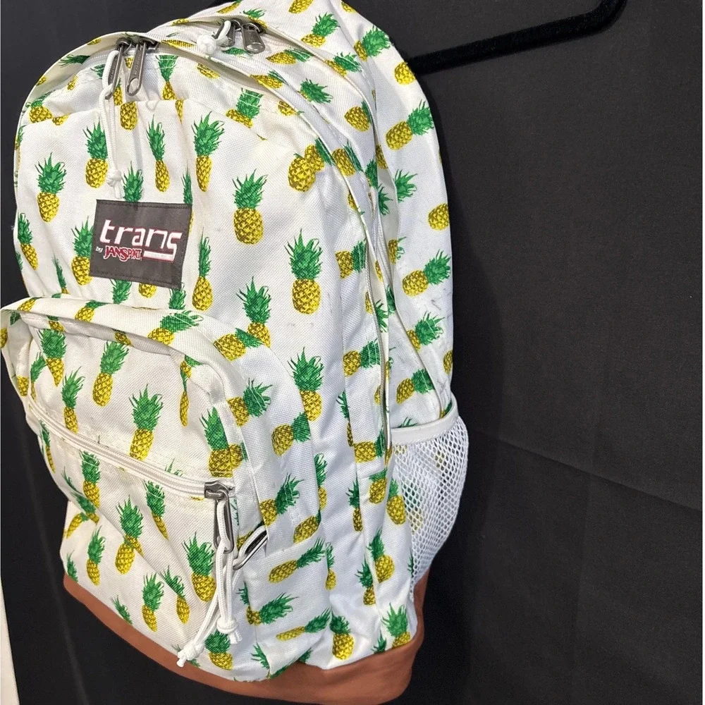 Trans by JanSport Pineapple Print Backpack JS0A33S3 Brown Faux Leather Bottom